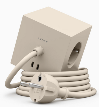 Kostka zasilająca 3 x Gniazdo Schuko typ F + 2 x USB C Avolt Square 1