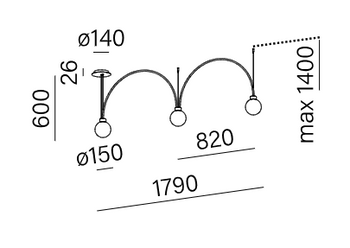 Wisząca oprawa  AQFORM FLYING BALL arc LED złoty L930, outlet