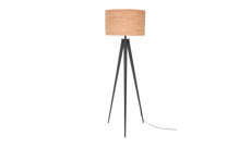 Lampa podłogowa TRIPOD CORK czarna, abażur korkowy