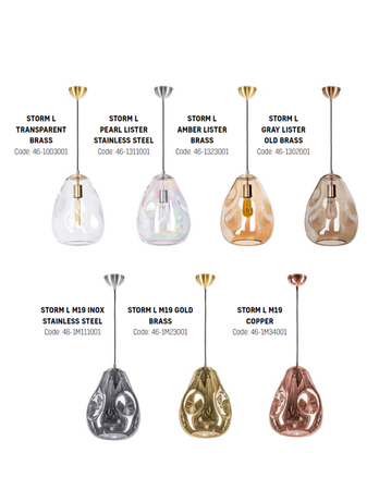 Lampa wewnętrzna, wisząca Famlight Storm L transparent, miedź/mosiądz