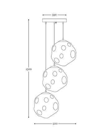 Lampa wewnętrzna, wisząca Famlight Mico set of 3, miedź/mosiądz