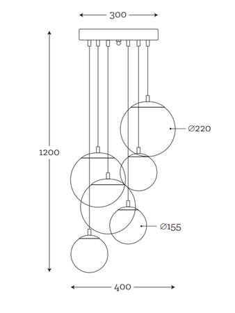 Lampa wewnętrzna, wisząca Famlight Bacan transparentna, miedź/mosiądz