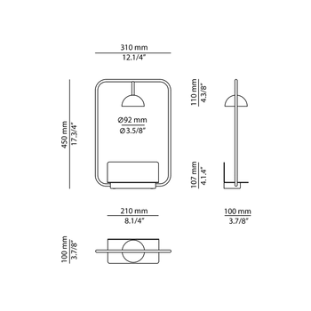 Lampa wewnętrzna, ścienna Estiluz Cupolina A-3930 26 BLK