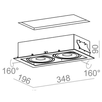 Lampa wewnętrzna, wpuszczana Aqform Squares 111x2 QRLED recessed 02