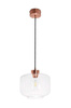 Lampa wewnętrzna, wisząca Famlight Jawa Transparent, miedź/mosiądz