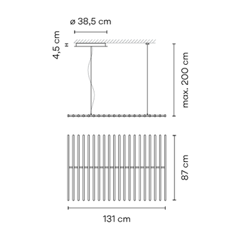 Lampa wewnętrzna, wisząca Vibia Rhythm horizontal 2120