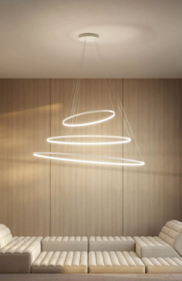 Lampa wewnętrzna, wisząca Zava Rings Vertical 50cm k. złoty 3000K, ekspozycja