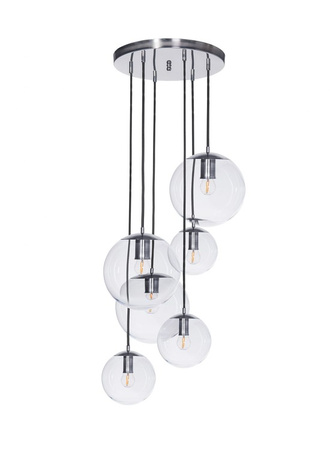 Lampa wewnętrzna, wisząca Famlight Bacan transparentna, stal nierdzewna