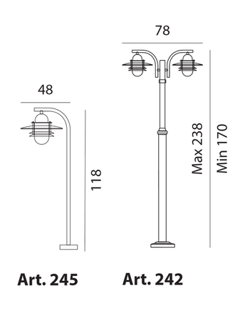 Lampa zewnętrzna, słupek Oslo 245 czarny