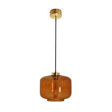 Lampa wewnętrzna, wisząca Famlight Jawa Amber, miedź/mosiądz