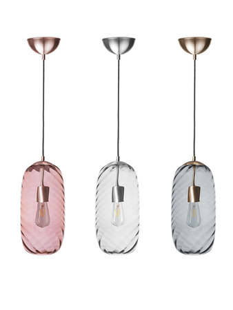 Lampa wewnętrzna, wisząca Famlight Chloe Brown optic, miedź/mosiądz