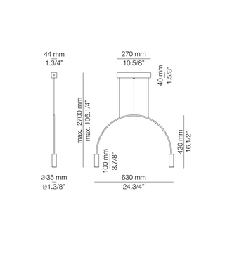 Lampa wewnętrzna, wisząca Estiluz Volta T-3535S-W 26BLK