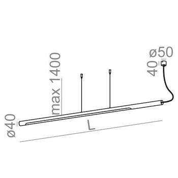 Lampa wewnętrzna, wisząca Aqform Thin Tube asymmetry LED suspended 150 cm 03
