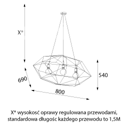 Lampa wewnętrzna, wisząca Cleoni Cumulus