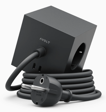 Kostka zasilająca 3 x Gniazdo Schuko typ F + 2 x USB C Avolt Square 1