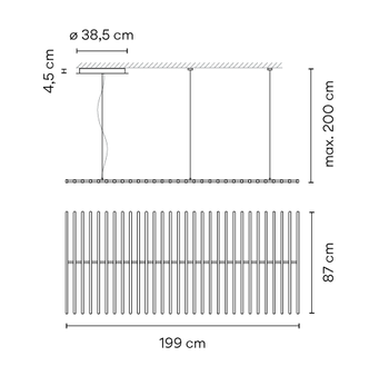 Lampa wewnętrzna, wisząca Vibia Rhythm horizontal 2120