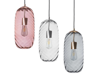 Lampa wewnętrzna, wisząca Famlight Chloe Brown optic, miedź/mosiądz