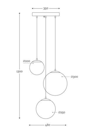 Lampa wewnętrzna, wisząca Famlight Muna set of 3, miedź/mosiądz