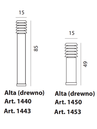 Lampa zewnętrzna, słupek Alta 1443