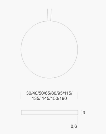 Lampa wewnętrzna, wisząca Zava Rings Vertical 50cm k. złoty 3000K, ekspozycja