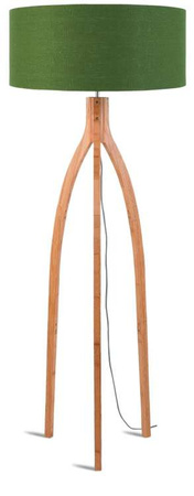 Lampa podłogowa Annapurna bambus 3-nożna 128cm/abażur 60x30cm, lniany zieleń lasu