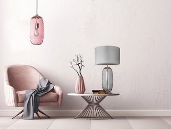 Lampa wewnętrzna, wisząca Famlight Chloe Brown optic, miedź/mosiądz