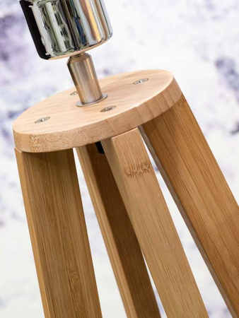 Lampa podłogowa Everest bambus 4-nożna 127cm/abażur 60x30cm, lniany zieleń lasu