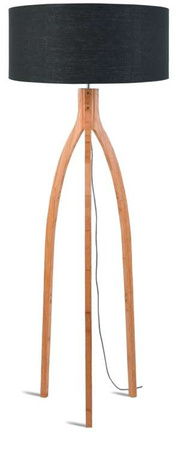 Lampa podłogowa Annapurna bambus 3-nożna 128cm/abażur 60x30cm, lniany ciemnoszary