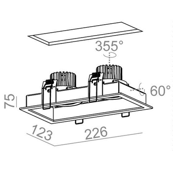 Lampa wewnętrzna, wpuszczana Aqform Squares next 50x2 LED recessed 46