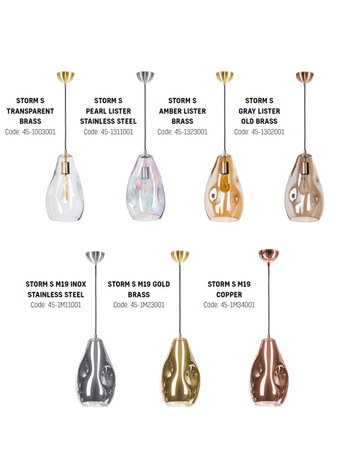 Lampa wewnętrzna, wisząca Famlight Storm S transparent, miedź/mosiądz
