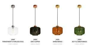 Lampa wewnętrzna, wisząca Famlight Jawa Bottle Green, miedź/mosiądz
