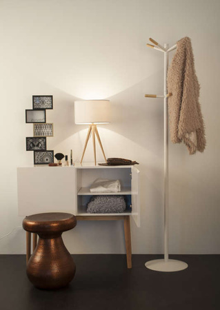 Lampa stołowa TRIPOD biała drewniana