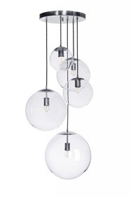Lampa wewnętrzna, wisząca Famlight Muna set of 5 transparentny, miedź/mosiądz