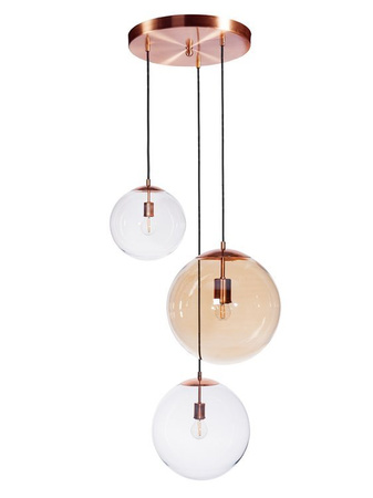 Lampa wewnętrzna, wisząca Famlight Muna set of 3, miedź/mosiądz