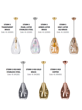 Lampa wewnętrzna, wisząca Famlight Storm S transparent, miedź/mosiądz