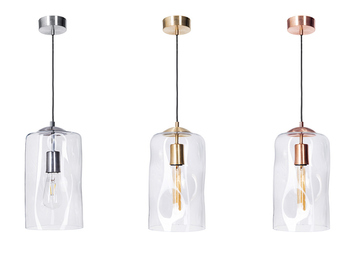 Lampa wewnętrzna, wisząca Famlight Ruu Transparent, miedź/mosiądz