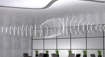 Lampa wewnętrzna, wisząca Zava Rings Vertical 50cm k. złoty 3000K, ekspozycja