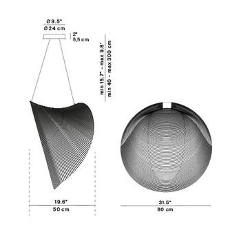 Lampa wewnętrzna, wisząca Luceplan Illan 80x50