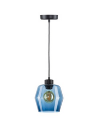 Lampa wewnętrzna, wisząca GLASS LAMP BLUE - BLACK FINISH, PROPER LIGHTING, PR1-1155, Outlet