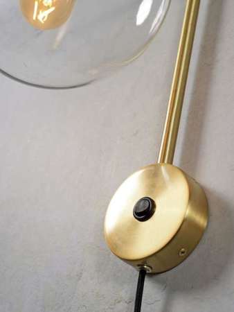 Lampa ścienna Warsaw wys. 38cm, śr. 20cm, przezroczysty, złoty