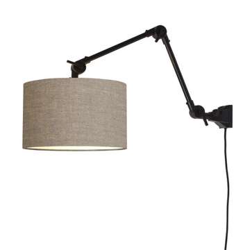 Lampa ścienna żelazo/tkanina Amsterdam 60cm, czarna, M