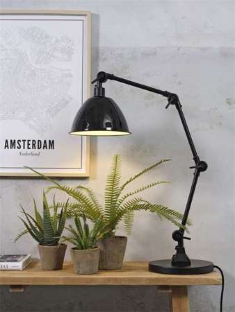 Lampa stołowa emaliowana Amsterdam 100cm/abażur średnica25x15cm czarna