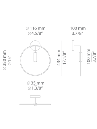 Lampa wewnętrzna, ścienna Estiluz Revolta A-3630-M 26BLK