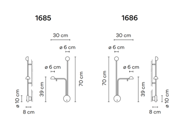 Lampa wewnętrzna, ścienna Vibia Pin 1686