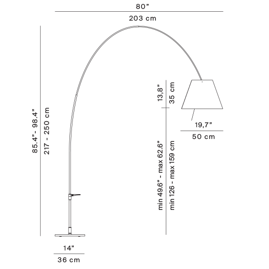 Lampa wewnętrzna, stojąca Luceplan Lady Costanza alu