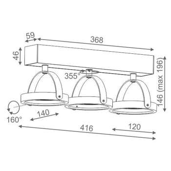 Lampa wewnętrzna, sufitowa Aqform Ceres 111x3 R spot 12