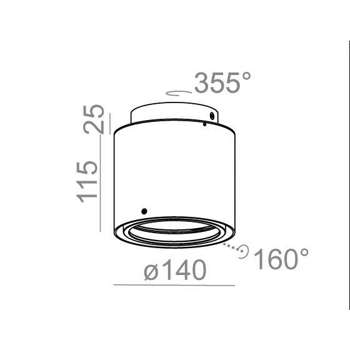 Lampa wewnętrzna, sufitowa Aqform Tuba distance 111x1 surface 02