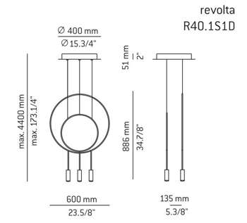 Lampa wewnętrzna, wisząca Estiluz Revolta R40.1S1D-W 61S GLD