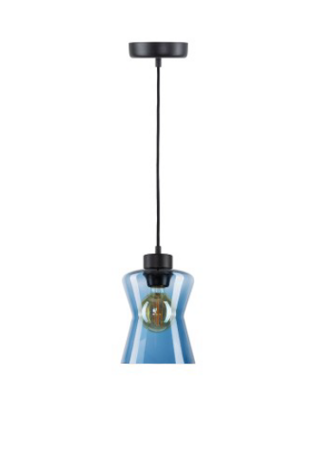 Lampa wewnętrzna, wisząca GLASS LAMP BLUE - BLACK FINISH, PROPER LIGHTING, PR2-1155, Outlet