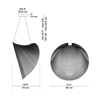 Lampa wewnętrzna, wisząca Luceplan Illan 80x50